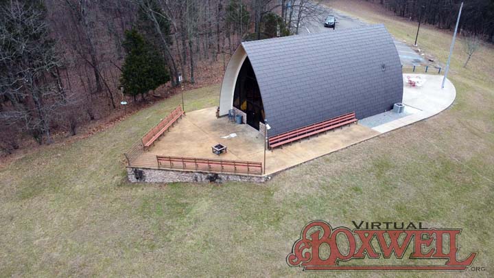 OA Lodge by drone, January 2023, patio